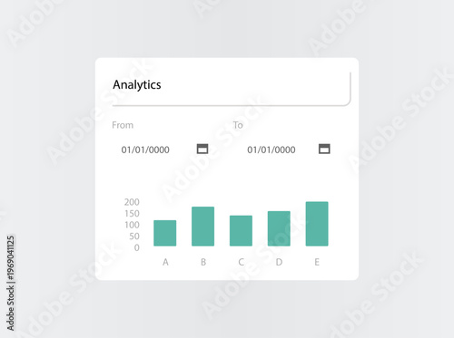 Mini bar chart widget UI with analytics data visualization, clean dashboard component design for modern web and mobile interfaces