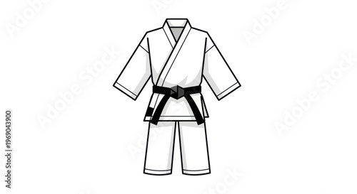 Karate Gi with Black Belt - Martial Arts Uniform Isolated on White