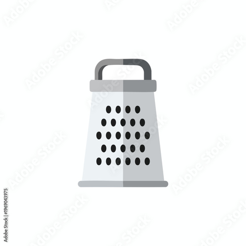 A flat design icon of a four-sided grater with a handle