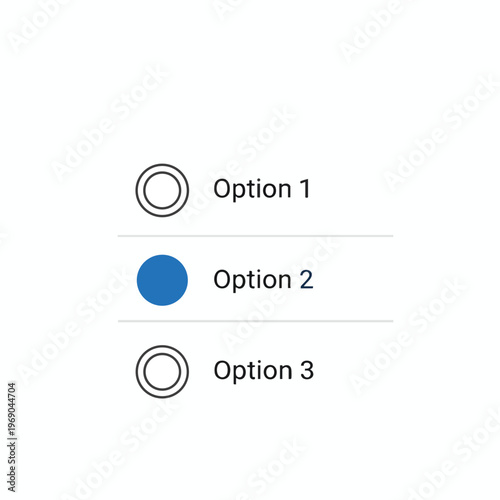 Three choices displayed vertically with selectable radio buttons