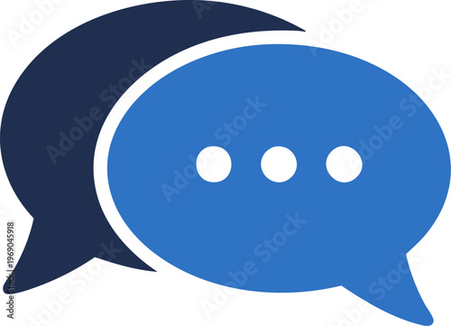 Communication Bubble Icon: Depicting a clean, simple graphic of two speech bubbles, one filled, the other empty, this image symbolizes open dialogue, conversation, and messaging.