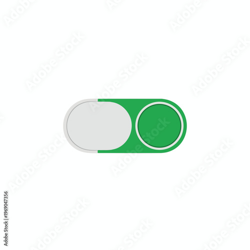 A toggle switch with a green active state on the right, and inactive grey on the left