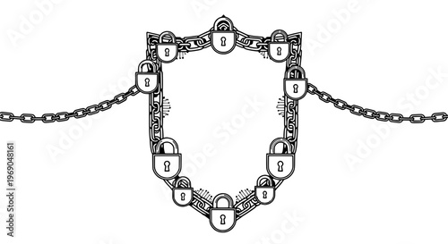 Illustration of a necklace with padlocks on a chain