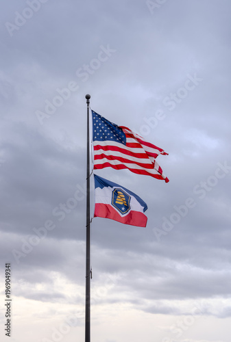 united states and Utah state flag