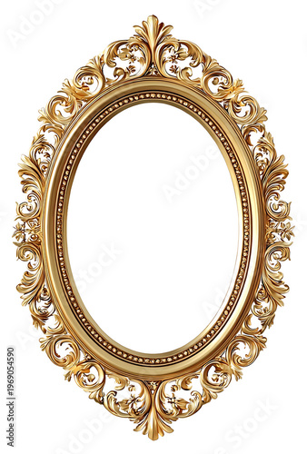oval golden vintage frame transparent background png format high resolution no shadow no text in the image
