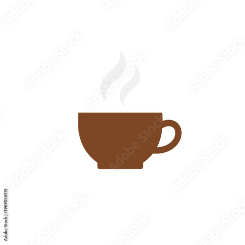 A simple brown coffee cup icon with rising steam, perfect for representing hot beverages and morning routines