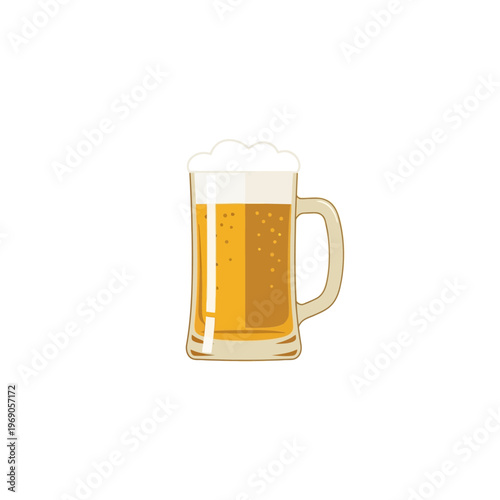 Refreshing golden beer mug icon with frothy foam, ideal for beverage menus, app interfaces, or simple digital drink illustrations in a clean, flat design