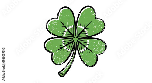 Vintage Four Leaf Clover Good Luck Symbol Green Grunge Texture