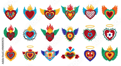 Sacred Heart Collection: Vibrant, Ornate, Winged, and Crowned Heart Designs