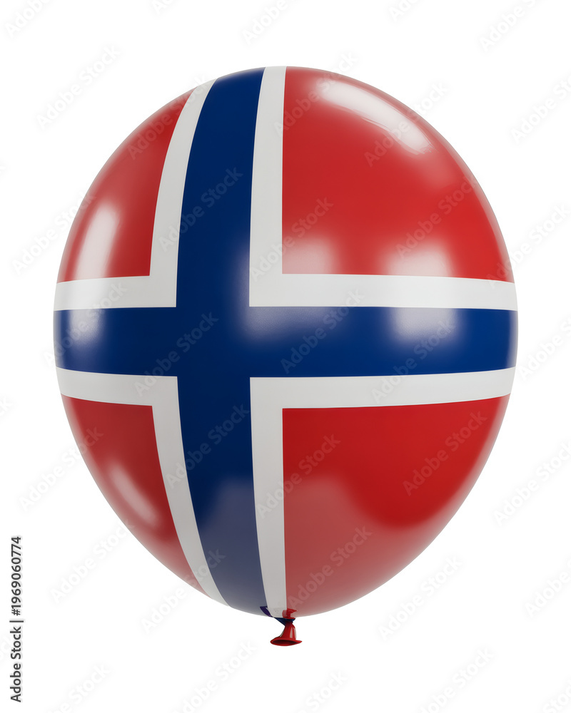 Obraz premium Celebrate Norway with a festive balloon showcasing the national flag for patriotic events and parties, perfect for holidays