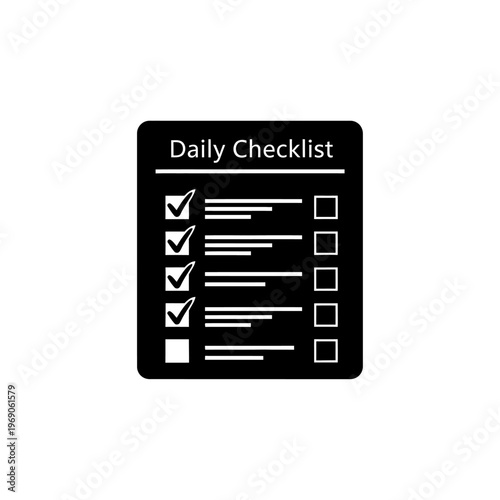 Essential daily checklist icon for task management, productivity, and organization, symbolizing successful planning and progress tracking
