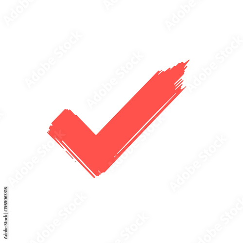 A red checkmark, hand-painted style, signifying approval and correctness