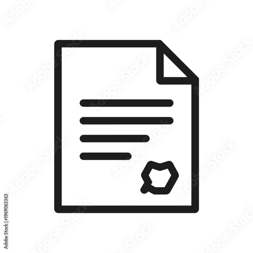 A simple document icon with a seal, a symbol of agreement and legal paperwork.