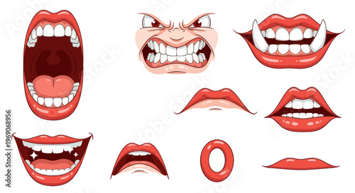 Collection of Expressive Mouths and Teeth Illustrations