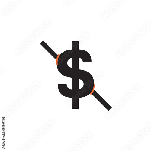 No money icon with a cross mark through the symbol, indicating a prohibition. The image conveys financial concepts and restrictions.