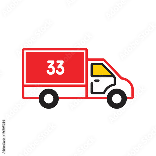 Delivery truck with the number 33, ready to transport items to its destination. This image illustrates concepts of logistics, transportation, and delivery