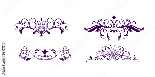 Decorative wedding ornamental elements set elegant floral ornaments luxury design collection for invitation cards greeting templates romantic celebration and bridal decoration visuals