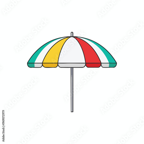 Colorful striped umbrella on a white background