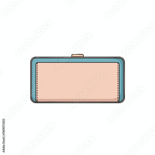 Simple rectangle with rounded corners and a contrasting border, a flap closure