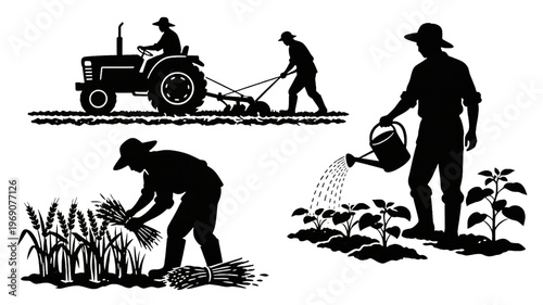 Agriculture and Farming Activities Silhouette