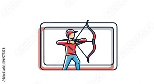 Precision archery icon featuring a skilled individual drawing a bow and arrow