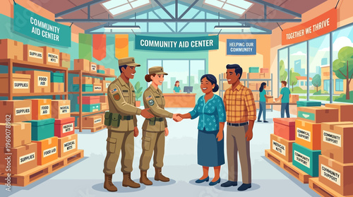 Soldiers Providing Humanitarian Support at Community Aid Center