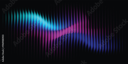 Abstract grainy ribbed glass background in blue purple tones with glossy curved texture simple
