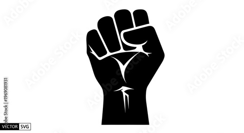 Black power fist symbol, protest and solidarity icon