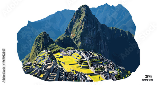 Machu Picchu Inca Citadel Peru Andes Mountains Scenic Landmark Aerial View