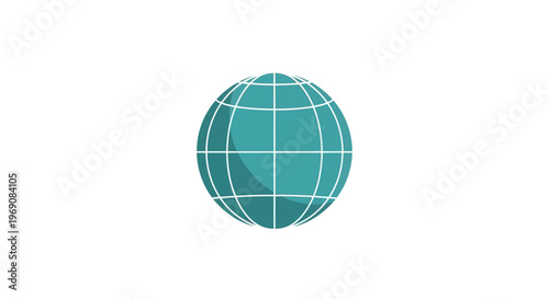 Teal globe icon with grid lines.