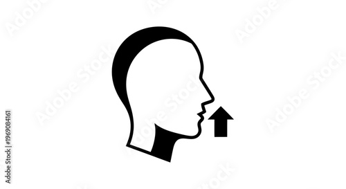Black silhouette of a human head with an upward arrow.