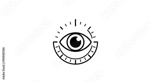 a black and white illustration of an eye.