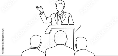 Businessman Speaking at a Podium.