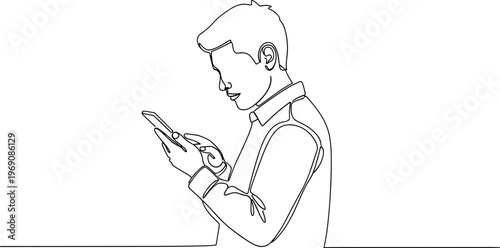 Man looking at his mobile phone.