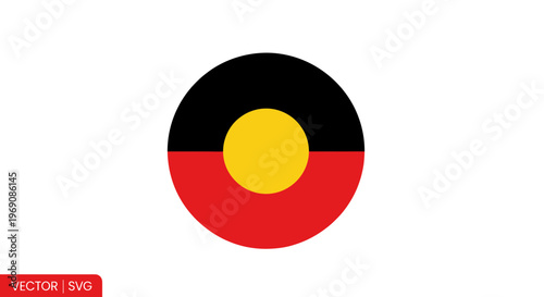 Australian Aboriginal Flag Symbol - Black, Red, Yellow Circle Icon