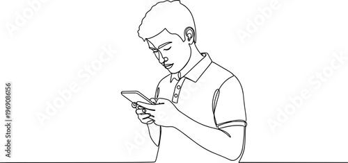 Man looking at mobile phone screen.