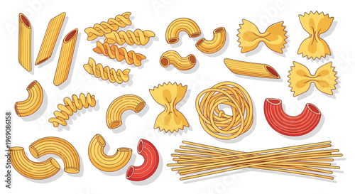Assorted Dry Pasta Shapes Collection - Italian Food Ingredients