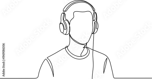 Man wearing headphones and microphone.