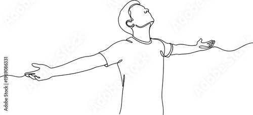 Man with outstretched arms feeling free.