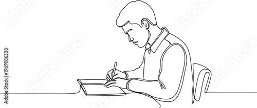 Man writing on a notepad.