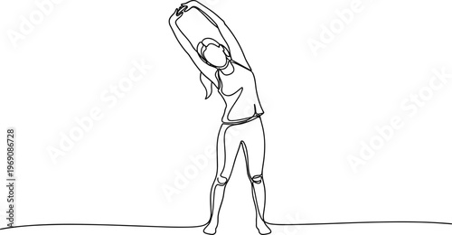 Woman stretching her arms up high 1.