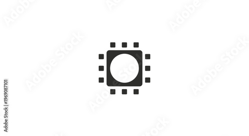 A black and white icon of a microchip.