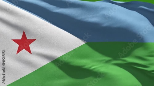 Realistic waving flag of djibouti on green screen, perfect for projects and backgrounds, 4k