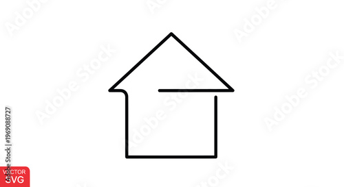 Minimalist house icon outline, abstract home symbol, simple vector design