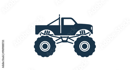 Monster Truck Silhouette Icon - Offroad Vehicle Graphic