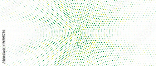 Fresh green radial pattern background. Abstract spring dotted concentric circle wallpaper. Circular halftone dot comic texture backdrop. Vector summer cartoon pop art overlay for poster, banner
