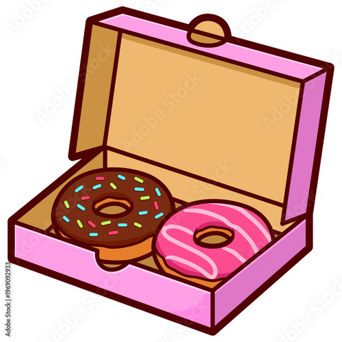 box with donuts cartoon illustration