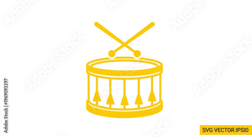 Drum with crossed drumsticks on top.