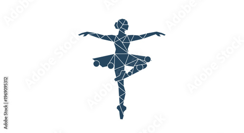 Ballet Dancer in Blue Geometric Art.