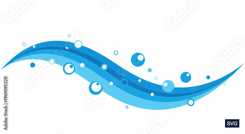 Blue wave with water bubbles floating.